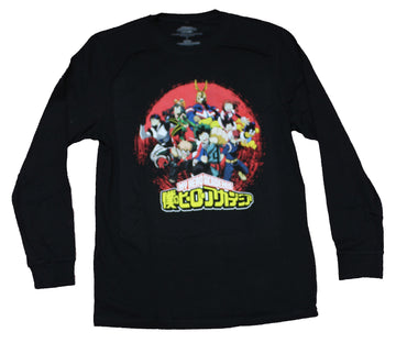 My Hero Academia Mens T-Shirt - Giant Group in Red Circle Logo Image