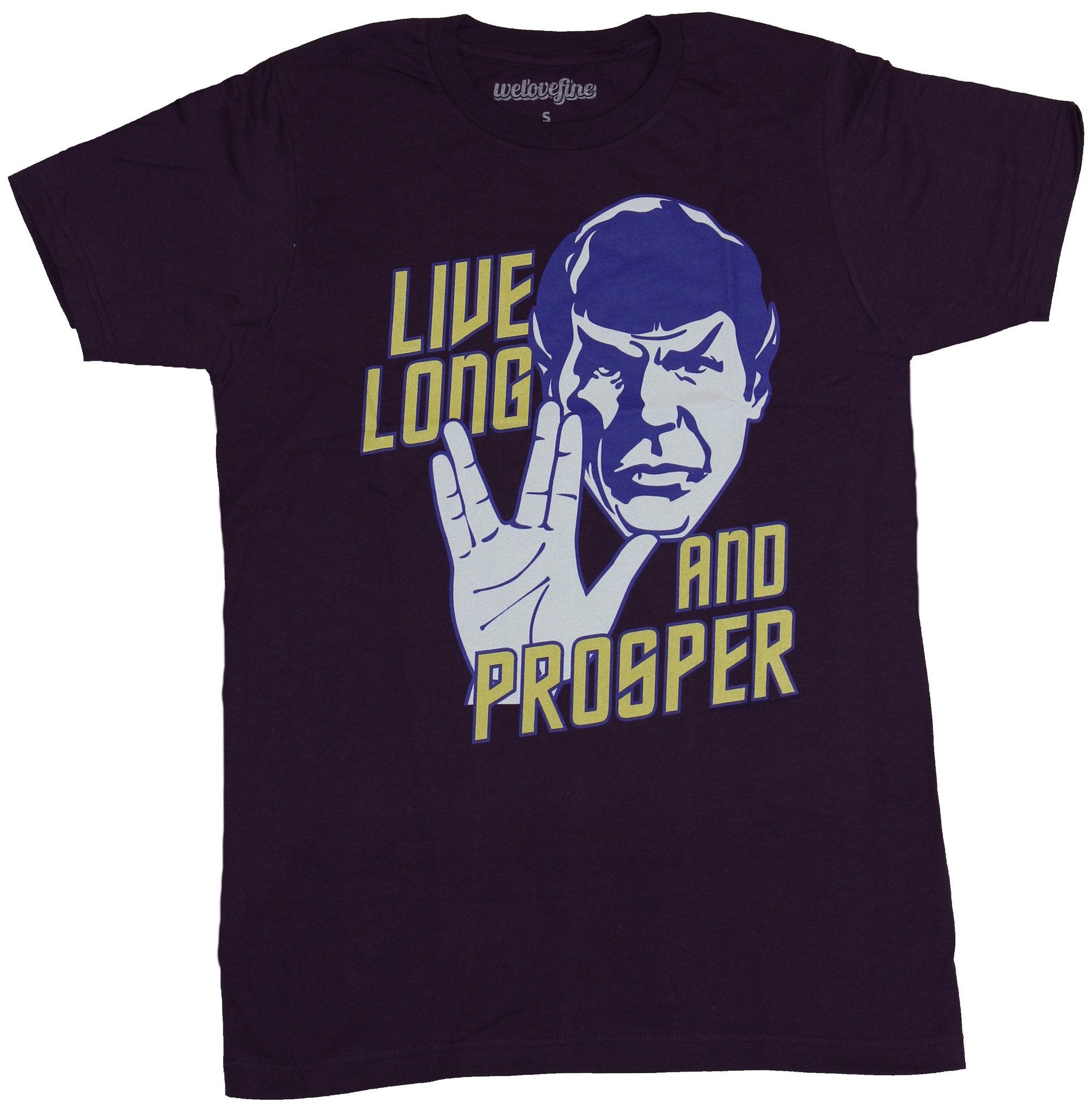 Star Trek Mens T-Shirt - Live Long and Prosper Spock Greeting Face Image