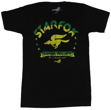 Starfox (Nintendo) Mens T-Shirt - Barrel Rollers Distressed Green Yellow Logo