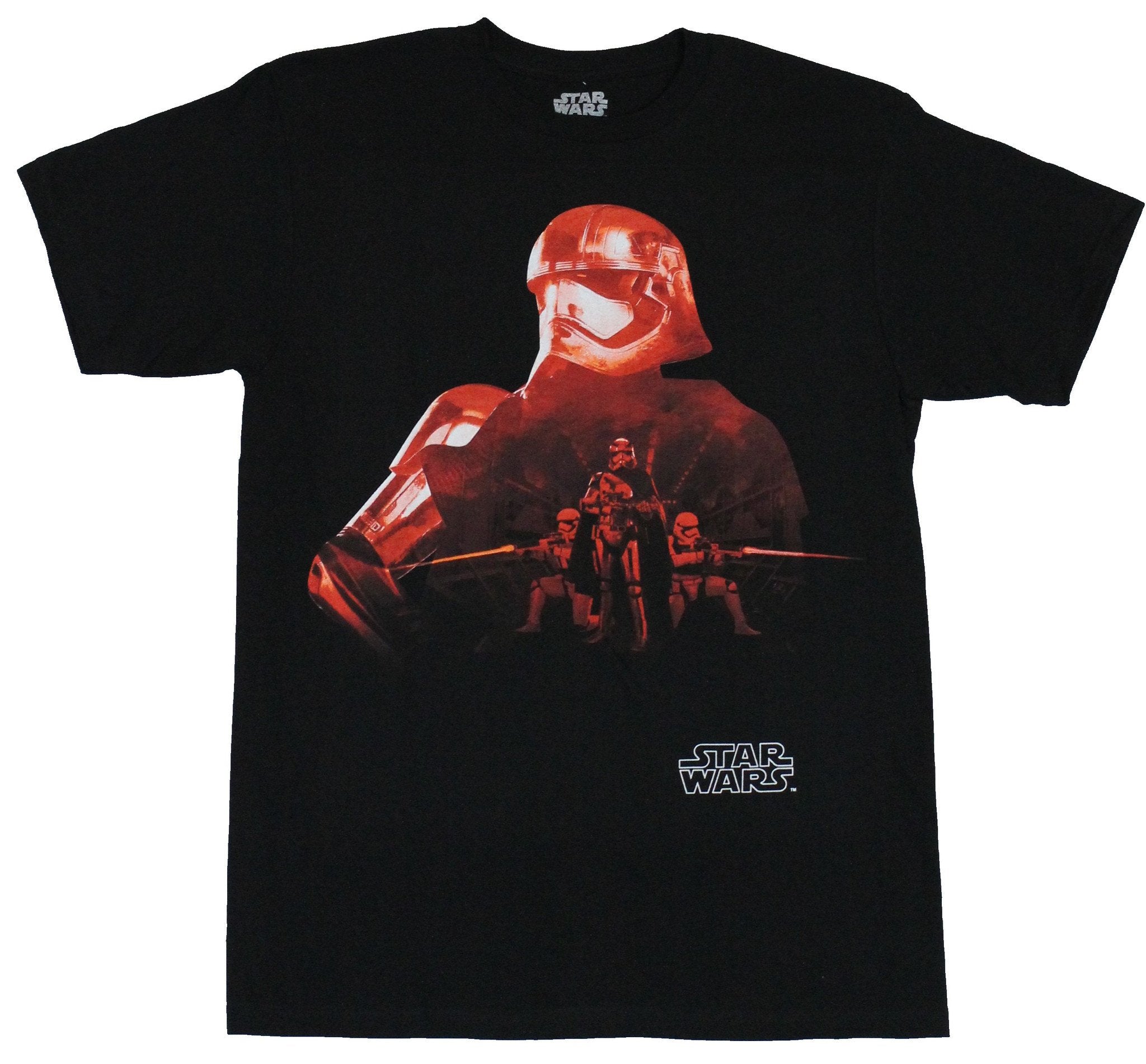 Star Wars  Mens T-Shirt - Stormtrooper First Order Trio Under Giant Red Tinted