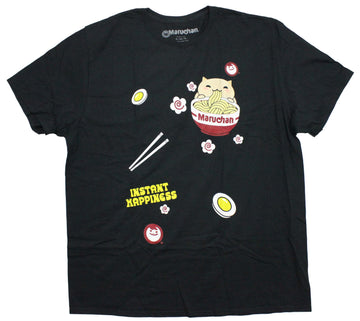 Maruchan Mens T-Shirt -  Cat Eating Ramen "Instant Happiness"