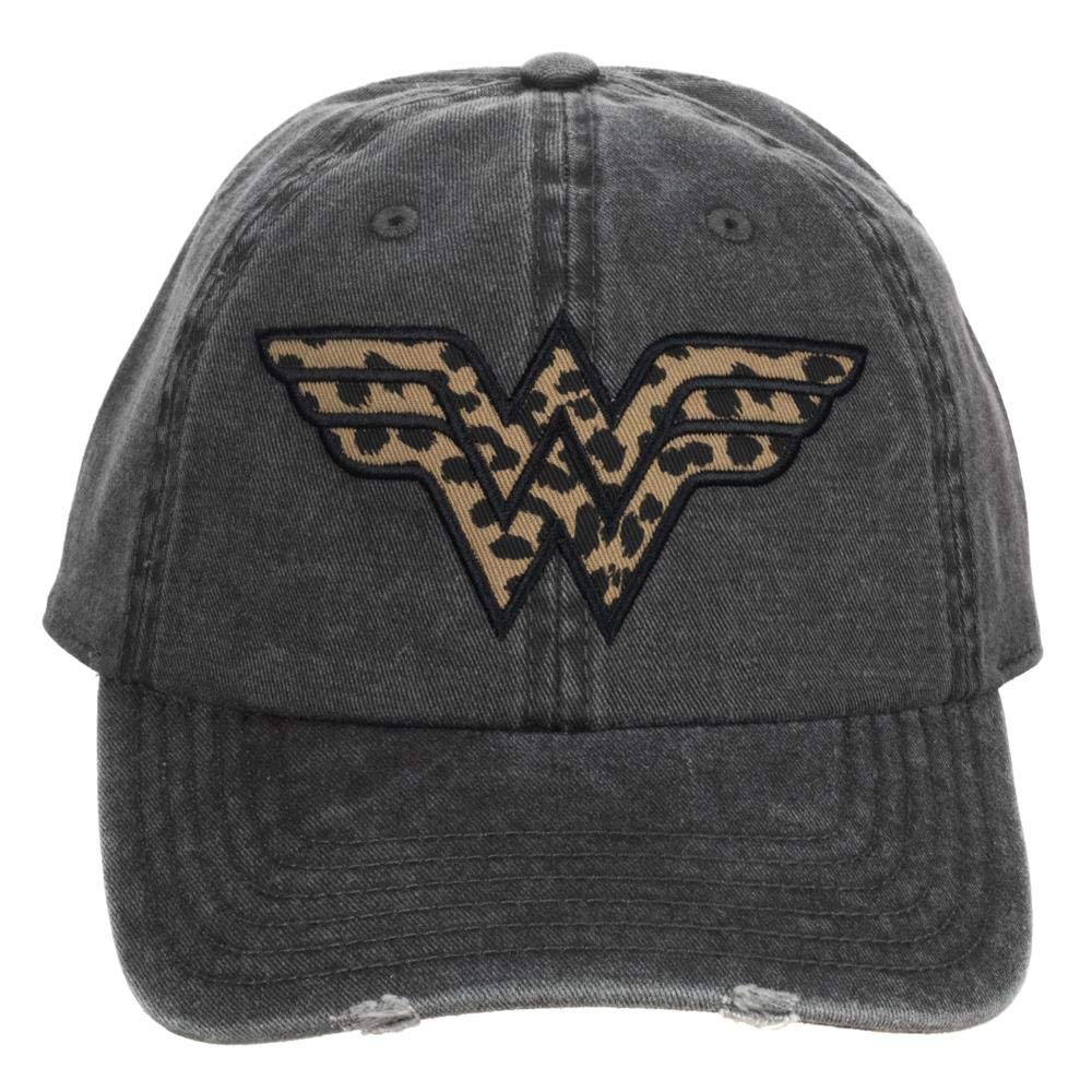 Bioworld Wonder Woman Comic Book Superhero Leopard Print Logo Dad Hat for Women