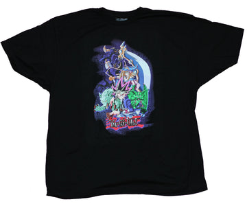 Yu-Gi-Oh Mens T-Shirt - Yugi Character Collage Over Logo
