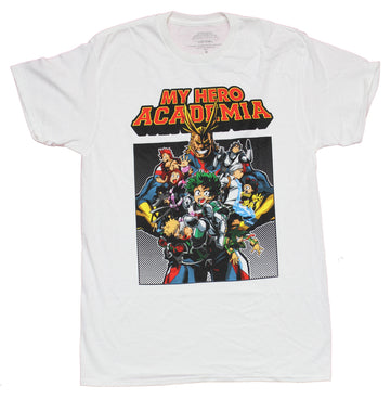 My Hero Academia Mens T-Shirt - Giant Group Collage Under Red yellow Logo