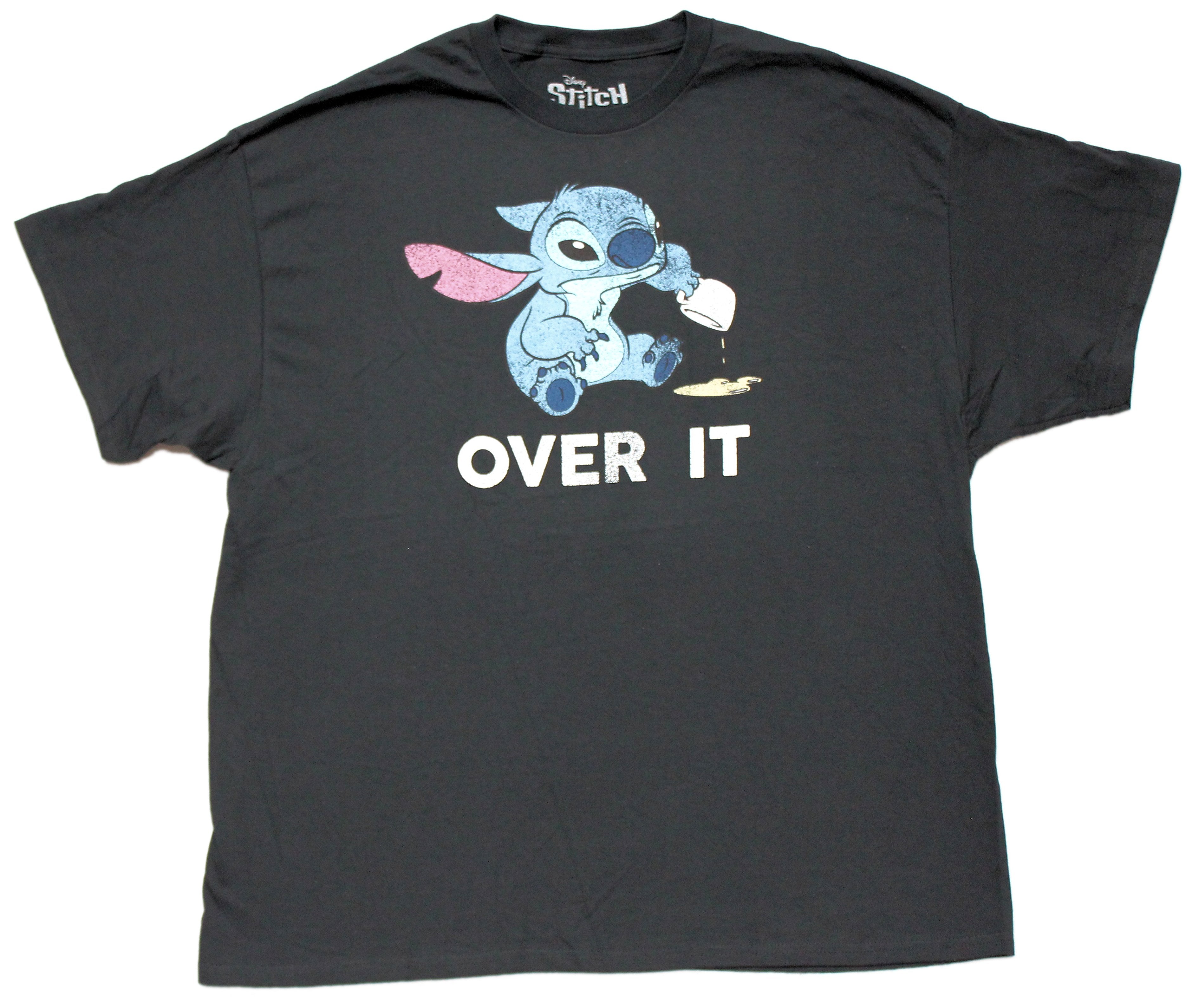 Lilo & Stitch Mens T-Shirt - Stitch Dumping Drink "Over It"