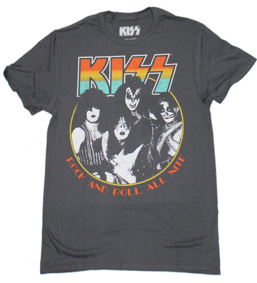 Kiss Mens T-Shirt - Band Under Colorful Logo Rock & Roll All Nite