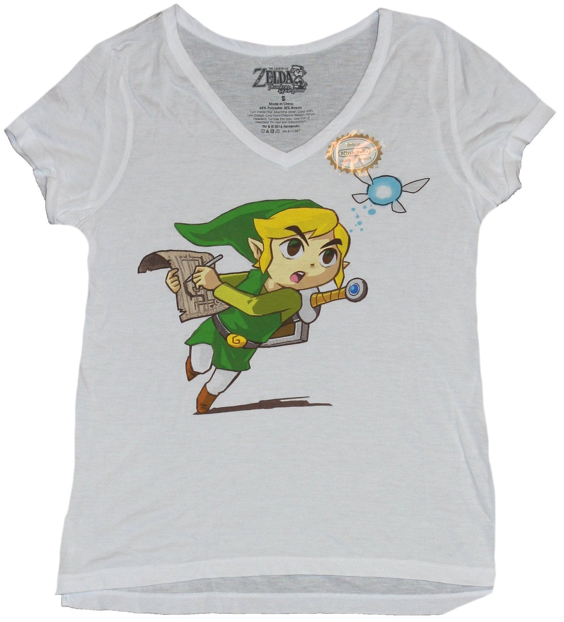 Legend of Zelda Girls Juniors V-NEck T-Shirt - Zelda Chasing Wisp Image
