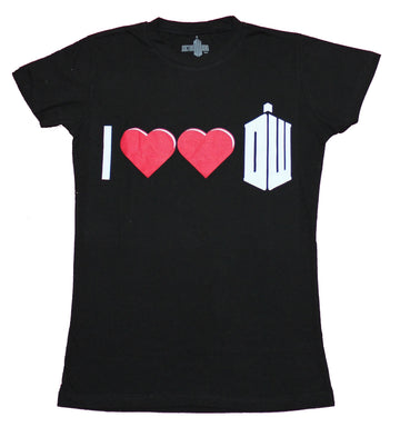 Doctor Who Girls Juniors T-Shirt - I Love Heart Doctor Who Logo