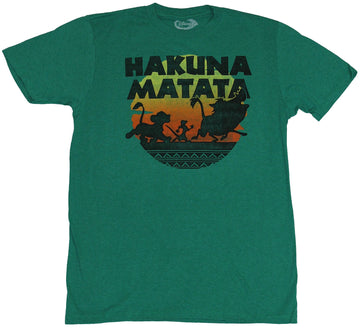The Lion King Mens T-Shirt - Hakuna Matata Colorful Sunset March Silhouette