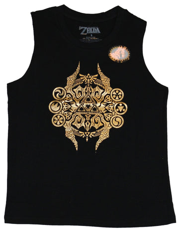 Legend of Zelda Girls Juniors Tank Top - Super Circled TriForce Foil Image