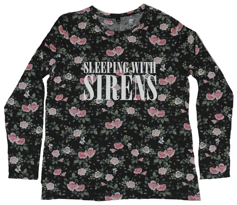 Sleeping With Sirens Girls Juniors Light Sweatshirt - Name over Floral Field - Inmyparentsbasement.com