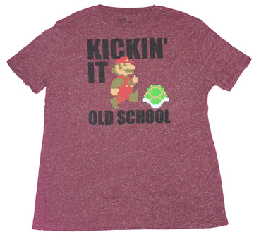 Super Mario Brothers Mens T-Shirt- Kickin It Old School 8-Bit