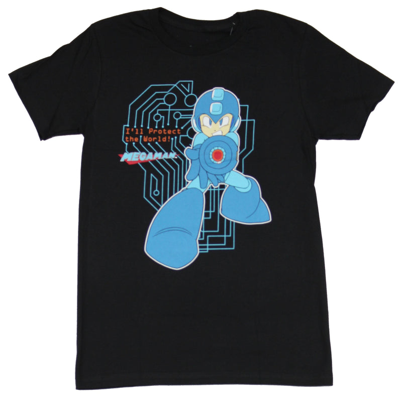 Mega Man (Capcom) Mens T-Shirt - Megaman I'll Protect the World Circuit