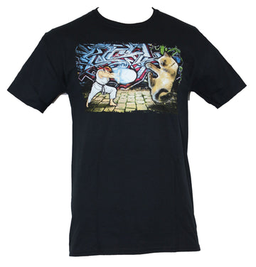 Street Fighter II Mens T-Shirt - Ryu verses Kitten Final BAttle