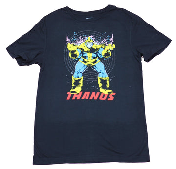 Thanos Mens T-Shirt - Comic Styled Titan Over Red Name