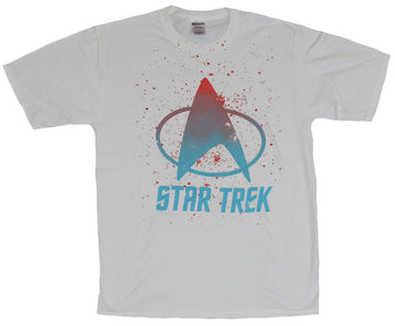 Star Trek Mens T-Shirt - Paint Splattered Blue Red Star Fleet Logo Image