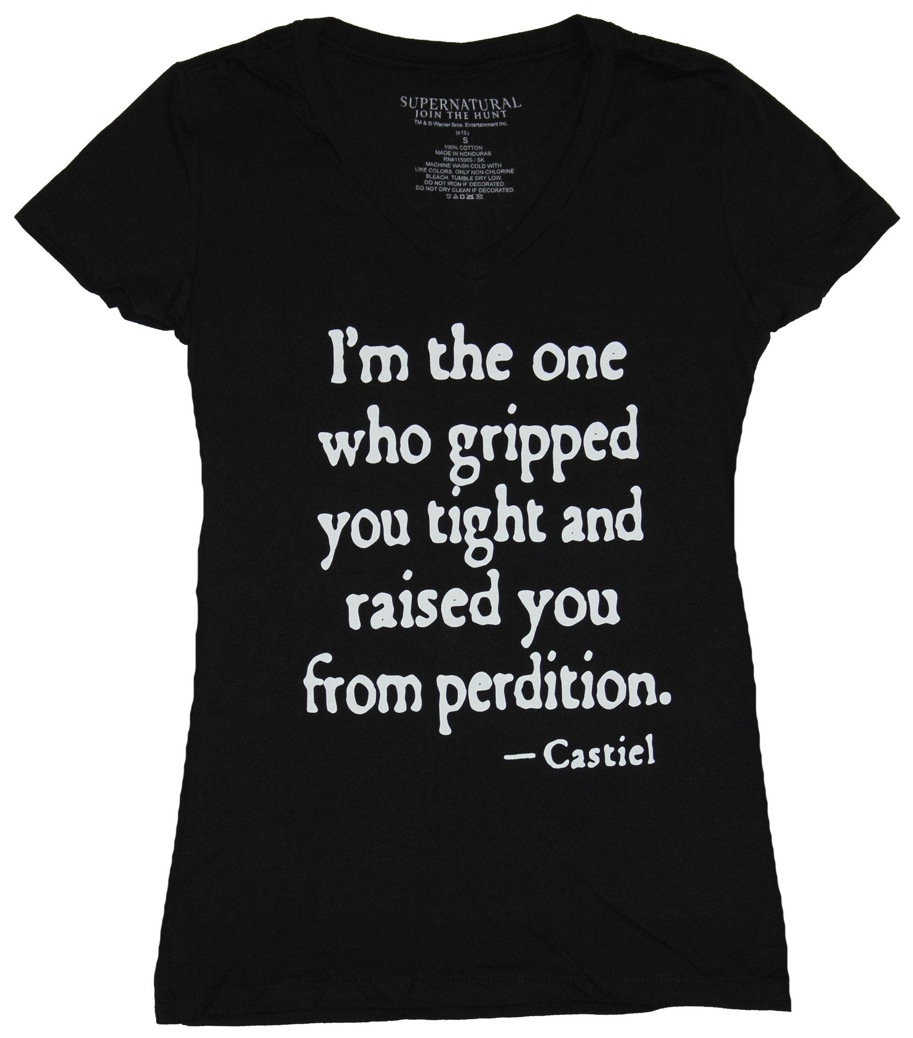 Supernatural Girls Juniors T-Shirt - I'm the One Who Gripped You Winged Back