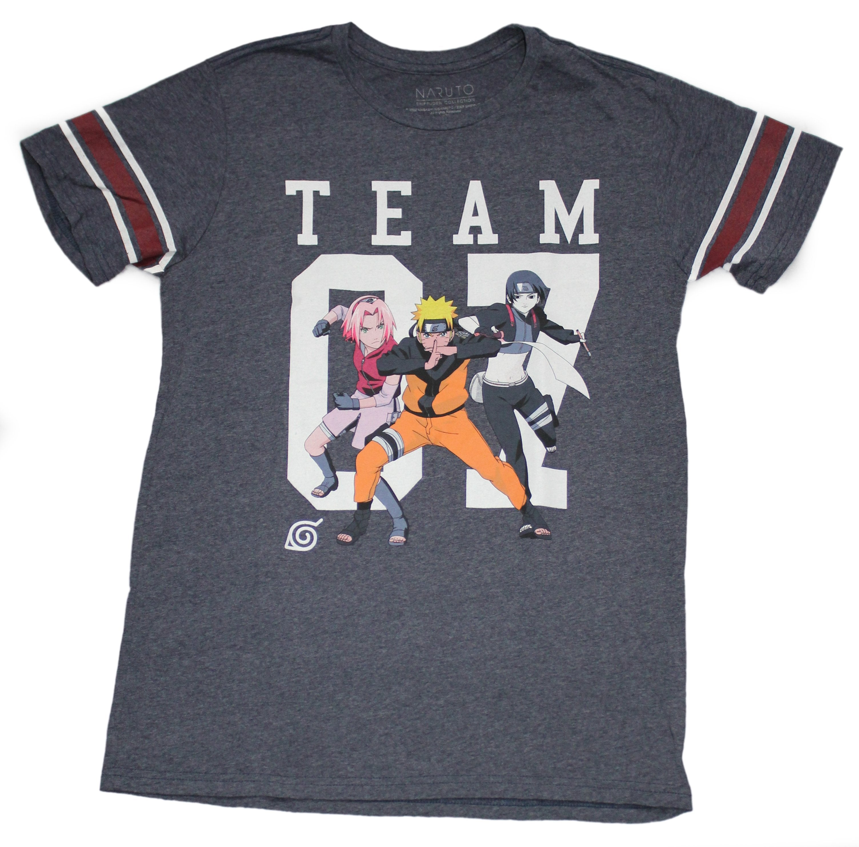 Naruto Shippuden Mens T-Shirt - Team 07 Striped Sleeves