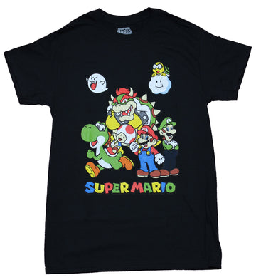 Super Mario Brothers Mens T-Shirt - Bowser & Brothers and More Over Colorful Logo