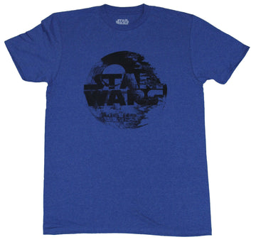 Star Wars Mens T-Shirt - Distressed Star Wars Death Star Word Logo Image