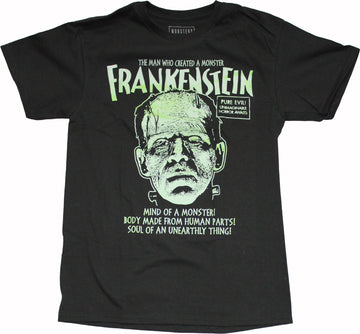 Frankenstein Mens T-Shirt - Universal Monsters Glow in The Dark Face