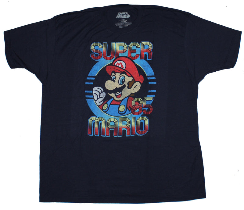 Super Mario Brother Nintendo Mens T-Shirt - 85 Distressed Color Circle Pic
