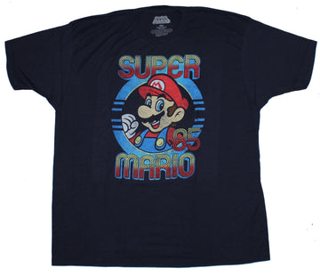 Super Mario Brother Nintendo Mens T-Shirt - 85 Distressed Color Circle Pic