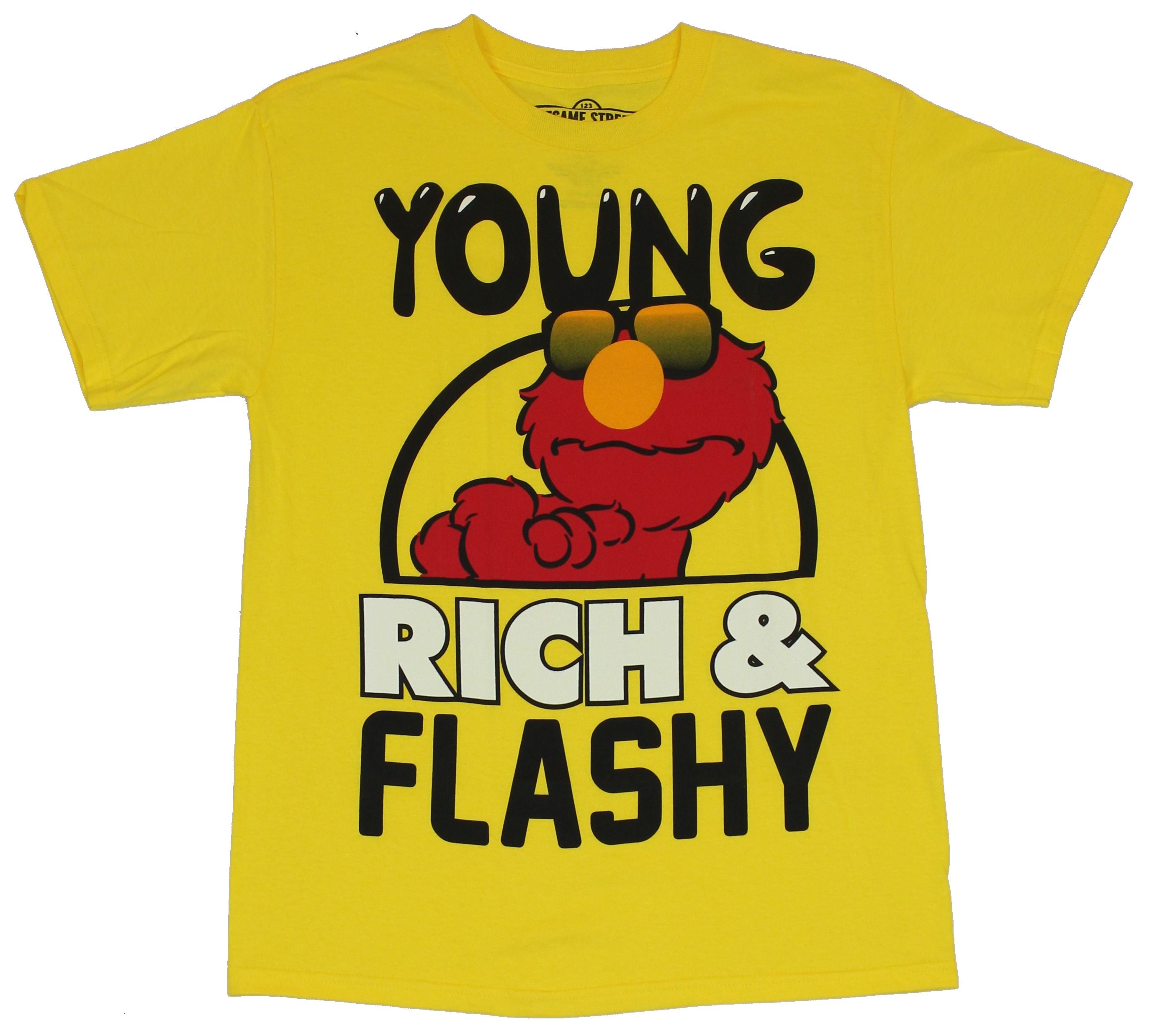 Sesame Street Mens T-Shirt -  "Young, Rich & Flashy" Arms Crossede Elmo Image