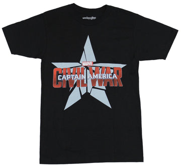 Captain America Civil War Mens T-Shirt - Splintered Star Logo Image