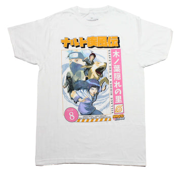 Naruto Shippuden  Mens T-Shirt - Team 8 Village Hidden Leaves Pink Kanji