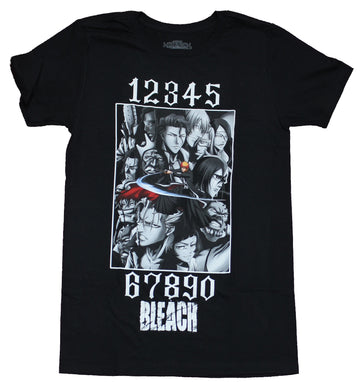 Bleach Mens T-Shirt - Numbers and Giant B & W Character Box