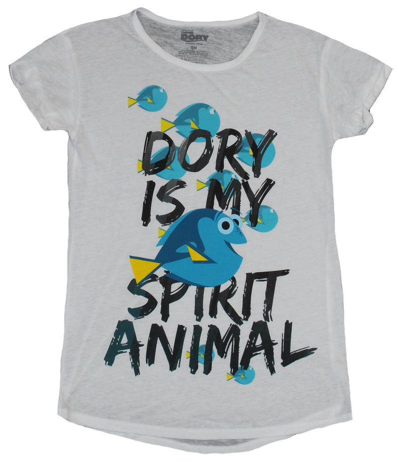 Finding Dory Girls Juniors T-Shirt - Dory is My Spirit Animal Blue Dory in Words