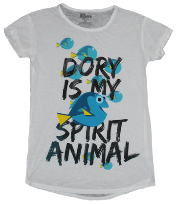 Finding Dory Girls Juniors T-Shirt - Dory is My Spirit Animal Blue Dory in Words