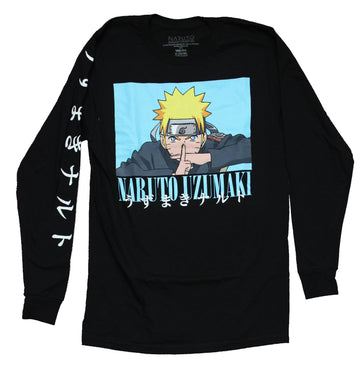 Naruto Shippuden Long Sleeve Mens T-Shirt - Naruto Uzumaki Shadow Clone Sign