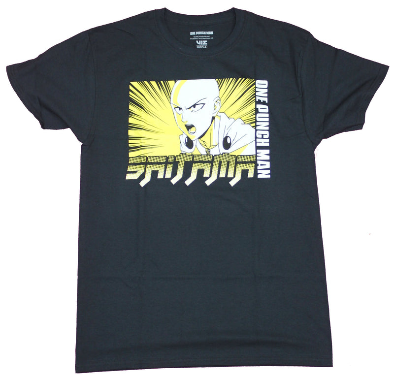One Punch Man Mens T-Shirt  - Yellow Screaming Satima Face Image