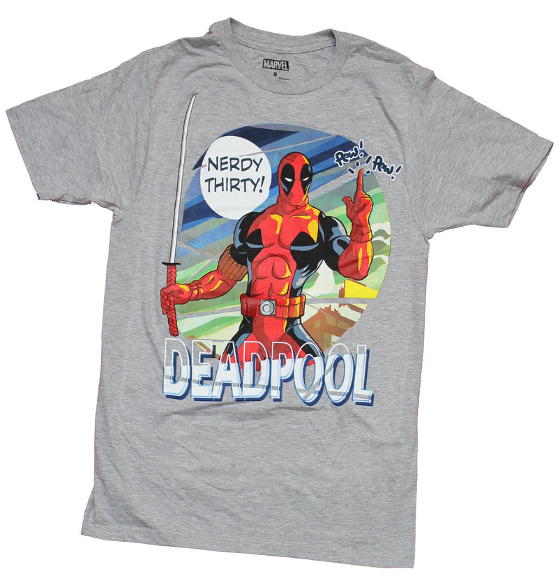 Deadpool Mens T-Shirt - Nerdy Thirty! Circle Pose