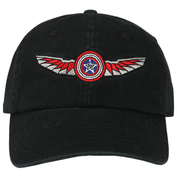 The Falcon and The Winter Soldier Shield and Wings Embroidered Dad Hat Black