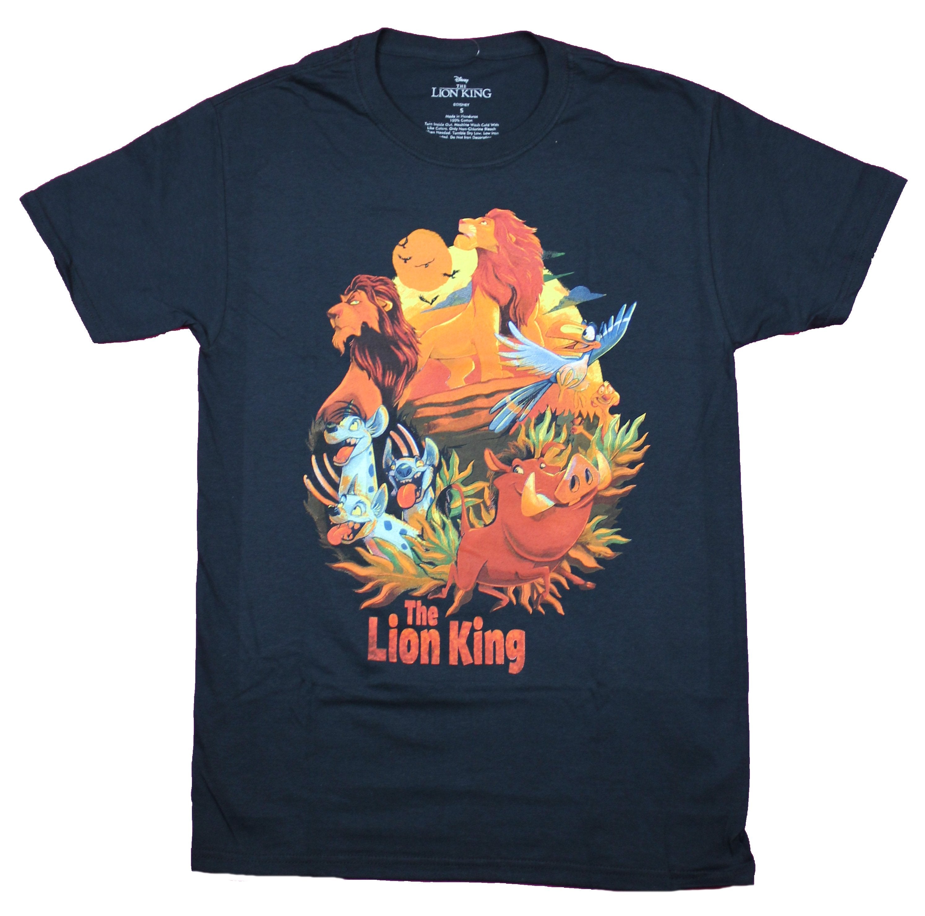 Lion King Mens T-Shirt  - Colorful Painted Character Collage Over Name