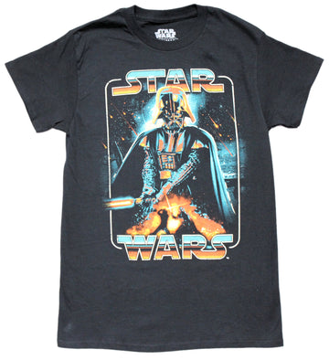 Star Wars Mens T-Shirt - Darth Vader Over Saber Fight