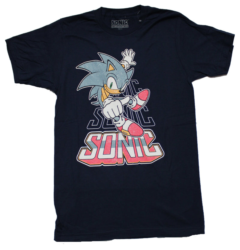 Sonic the Hedgehog Mens T-Shirt - Punching Sonic Over Name Drop