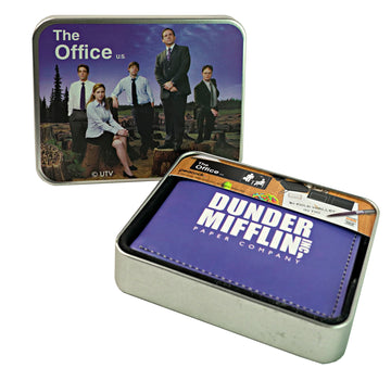 The Office Bifold Wallet in a Decorative Tin Case, Multi