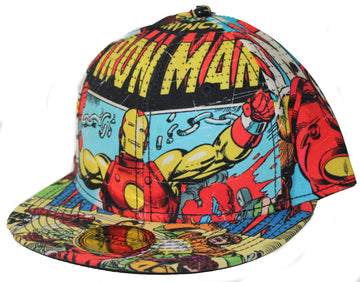 Invincible Iron Man Marvel Comic Panels Allover Image Snapback Adjustable Hat Cap