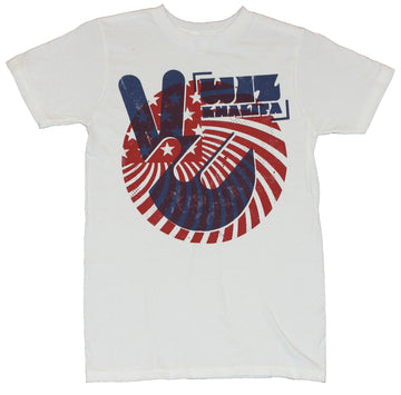Wiz Kahlifa Mens T-Shirt - Peace Fingers Red White and Blue Circle Image