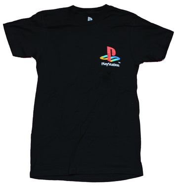 PlayStation Mens T-Shirt - Lapel Logo Button Symbols Back