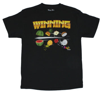 Fruit Ninja Mens T-Shirt - Four Fruit Slice Image on Black