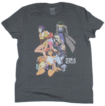 Cowboy Bebop Mens T-Shirt - Faded Full Cast Image Spike & More