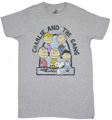 Peanuts Mens T-Shirt - Charlie Brown And The Gang 5 Character Group
