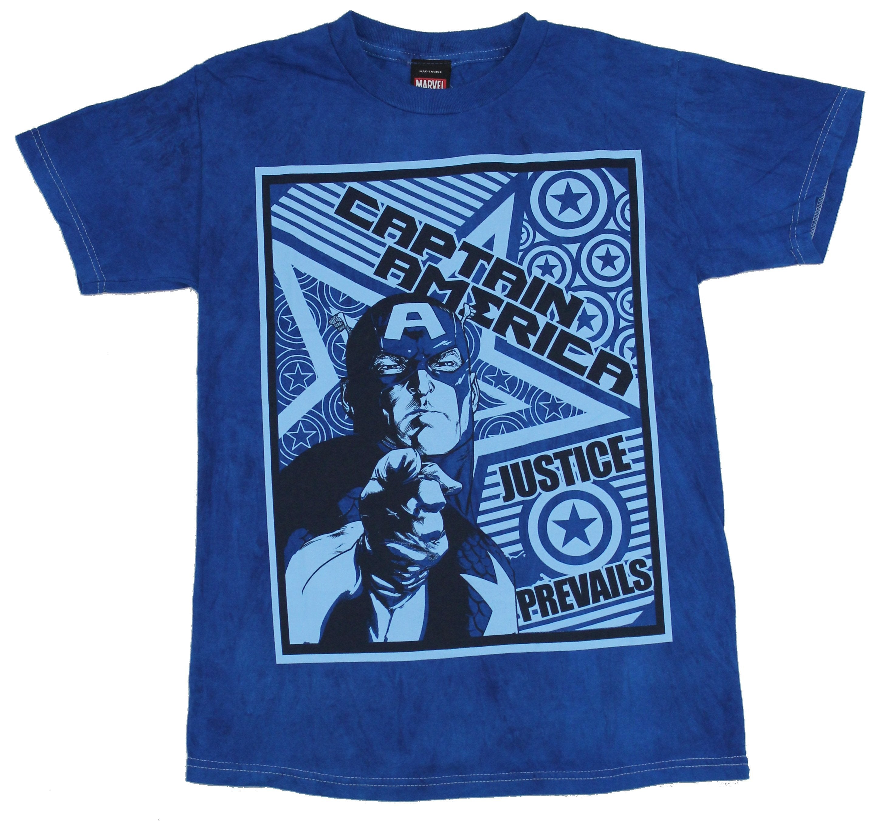 Captain America (Marvel) Mens T-Shirt -Justice Prevails Poster Style Image