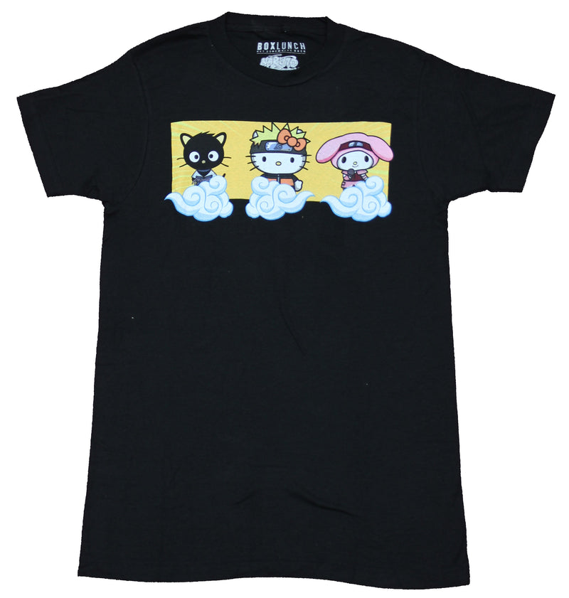 Naruto Sanrio Mens T-Shirt -  Mash Up Characters in the Clouds