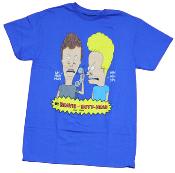 Beavis and Butthead Mens T-Shirt - uh huh heh Phone Talking Over Logo